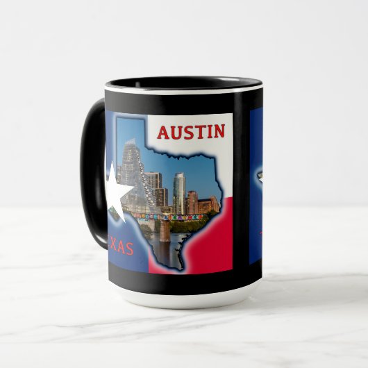 Austin, Texas met vlagkleuren, Mok (Voorkant links)