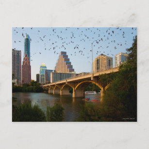 Austin, Texas met vleermuizen Briefkaart