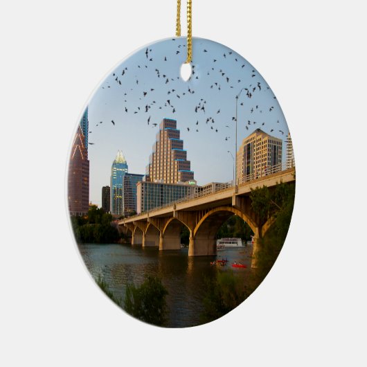 Austin, Texas met vleermuizen Keramisch Ornament (Rechts)