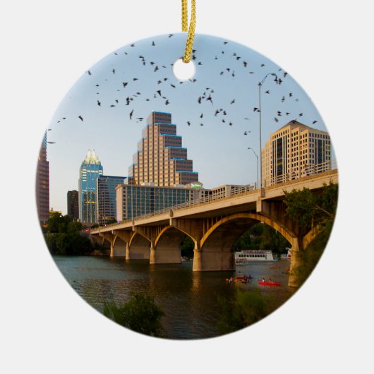 Austin, Texas met vleermuizen Keramisch Ornament (Voorkant)