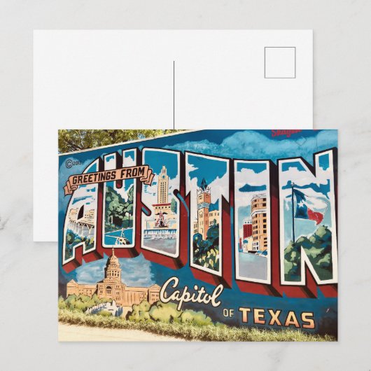 Austin Texas Mural Wall Briefkaart (Voorkant / Achterkant)