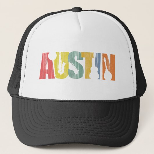 Austin Texas Music Festival Wood Grain Distress Trucker Pet (Voorkant)