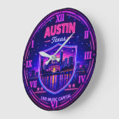 Austin Texas Neon Skyline Grote Klok (Hoek)