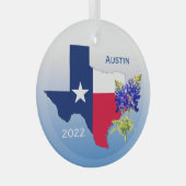 Austin Texas, Outline & Bluebonnets Ornament (Voorkant Rechts)