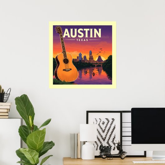  Austin Texas Poster (Thuiskantoor)