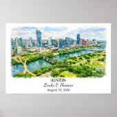 Austin Texas Poster, Aquarel, Op Maat Poster (Voorkant)