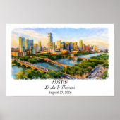 Austin Texas Poster, Aquarel, Op Maat Poster (Voorkant)