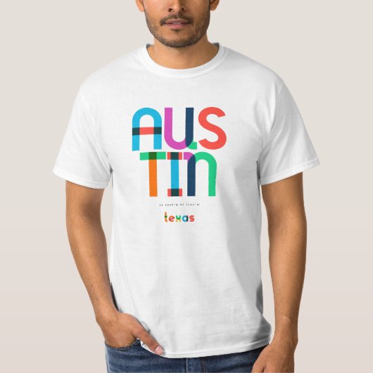 Austin Texas Rainbow Pop Art T-shirt (Voorkant)