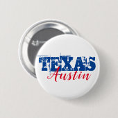 Austin Texas Red Blue Typografie Ronde Button 5,7 Cm (Voorkant /achterkant)