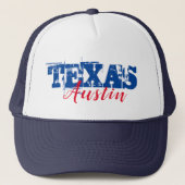 Austin Texas Red Blue Typografie Trucker Pet (Voorkant)