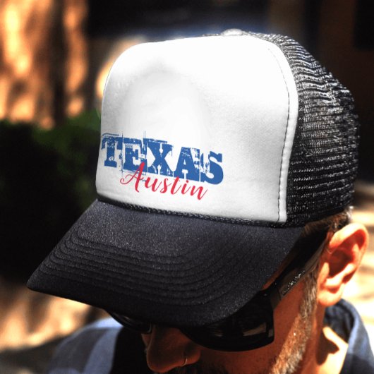 Austin Texas Red Blue Typografie Trucker Pet