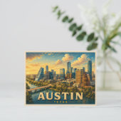 Austin Texas Reis naar het verleden Briefkaart (Staand voorkant)