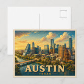 Austin Texas Reis naar het verleden Briefkaart (Voorkant / Achterkant)