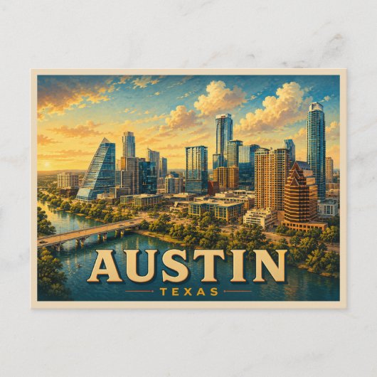 Austin Texas Reis naar het verleden Briefkaart (Voorkant)