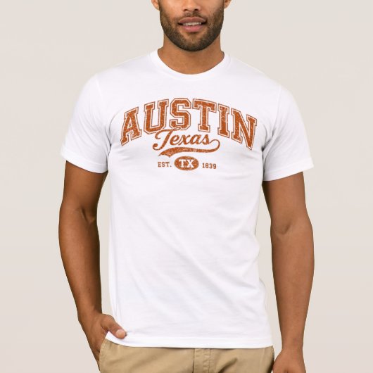 Austin Texas Retro Collegiate Varsity T-shirt (Voorkant)