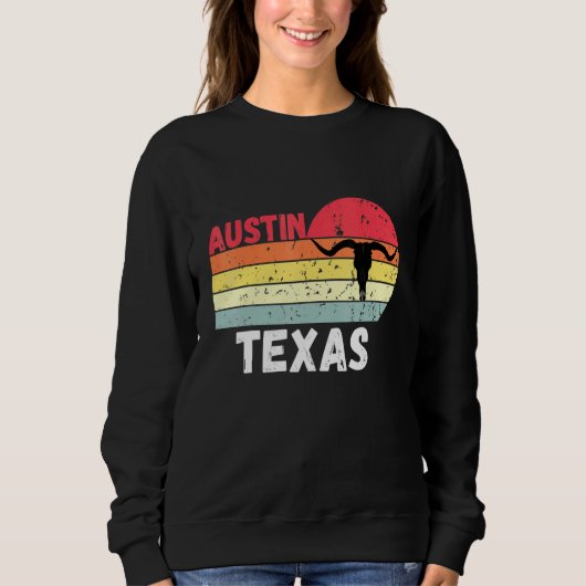 Austin Texas Retro Longhorn  Sunset Tx Trui (Voorkant)