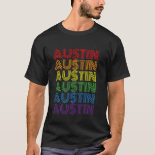 Austin Texas Retro Rainbow City Mannen T-shirt