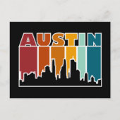 Austin Texas Retro Sunset Cityscape Briefkaart (Voorkant)
