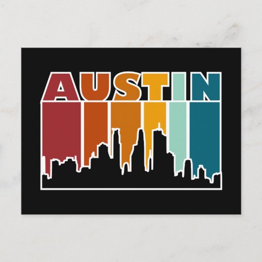 Austin Texas Retro Sunset Cityscape Briefkaart (Voorkant)