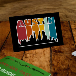 Austin Texas Retro Sunset Cityscape Briefkaart