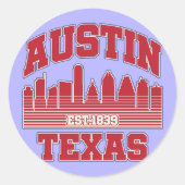 Austin, Texas Ronde Sticker (Voorkant)