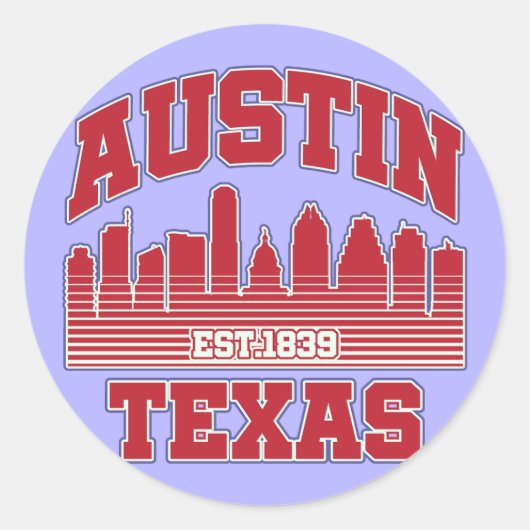 Austin, Texas Ronde Sticker (Voorkant)