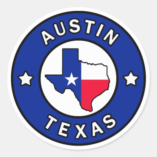 Austin Texas Ronde Sticker (Voorkant)