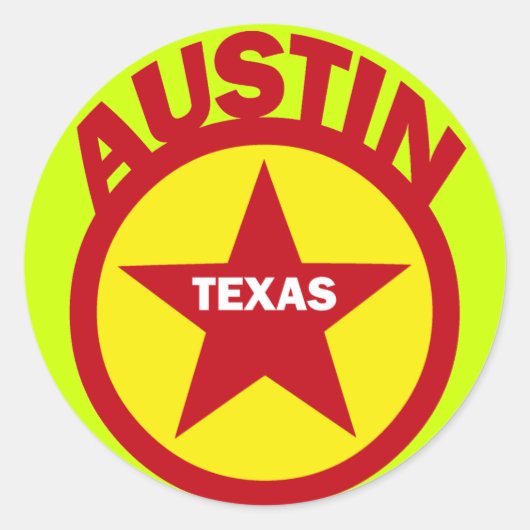 AUSTIN, TEXAS RONDE STICKER (Voorkant)