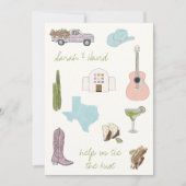 Austin, Texas save the date met tekeningen Kaart (Voorkant)