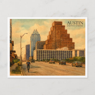 Austin Texas Silhouet – Aquarel Reis Feestdagenkaart