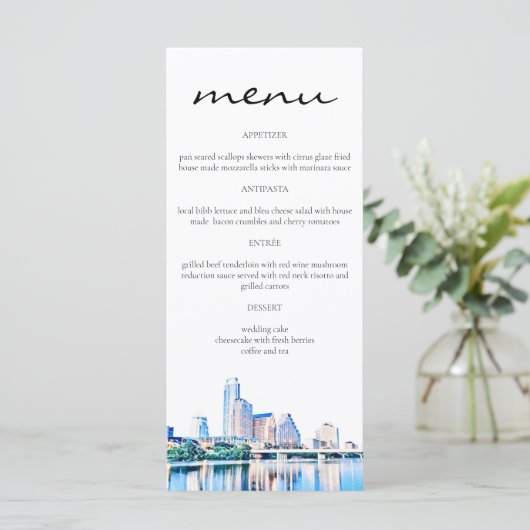 Austin Texas Silhouette Menu (Staand voorkant)