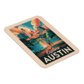 Austin Texas Silhouette Reis Kunst Vintage Magneet (Rechterzijde)