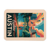 Austin Texas Silhouette Reis Kunst Vintage Magneet (Horizontaal)