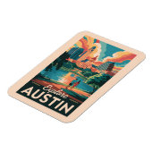 Austin Texas Silhouette Reis Kunst Vintage Magneet (Linkerzijde)