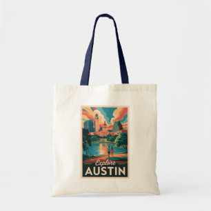Austin Texas Silhouette Reis Kunst Vintage Tote Bag