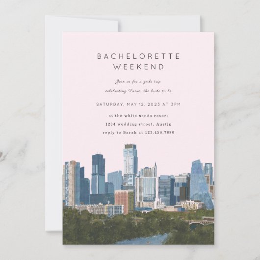 Austin Texas Skyline Bachelorette Party Kaart (Voorkant)