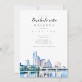 Austin Texas Skyline Bachelorette Party Uitnodigin Kaart (Voorkant)