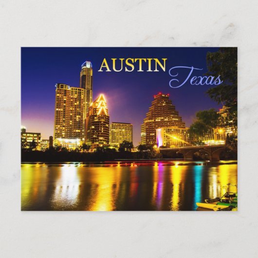 Austin, Texas Skyline bij nacht Briefkaart (Voorkant)