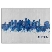 Austin Texas Skyline Blue Snijplank (Voorkant)
