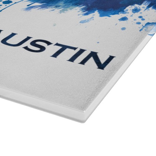 Austin Texas Skyline Blue Snijplank (Hoek)