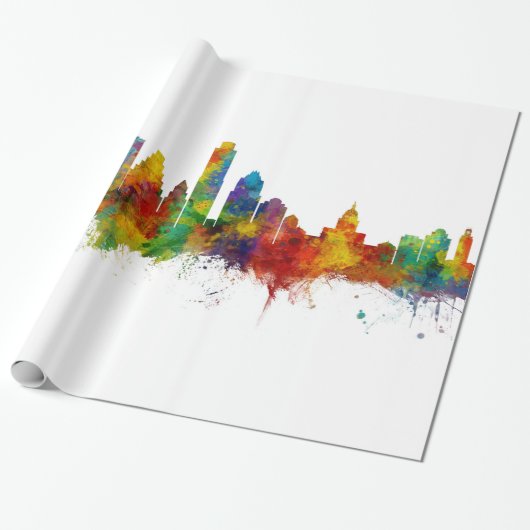 Austin Texas Skyline Cadeaupapier (Uitgerold)