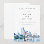 Austin Texas Skyline flat Save the Date Kaart (Voorkant / Achterkant)