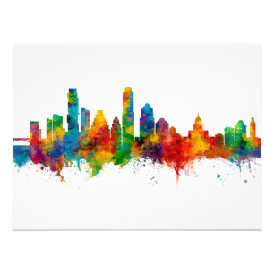 Austin Texas Skyline Foto Afdruk
