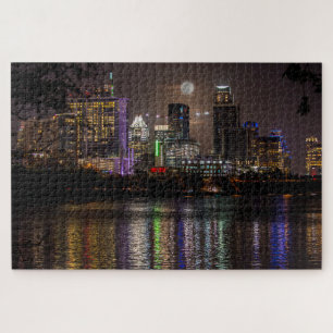 Austin, Texas Skyline Full Moon Legpuzzel
