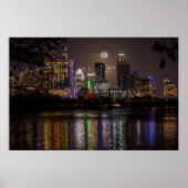 Austin, Texas Skyline Full Moon Poster (Voorkant)