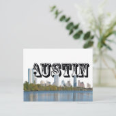 Austin Texas Skyline met Austin in Sky Briefkaart (Staand voorkant)