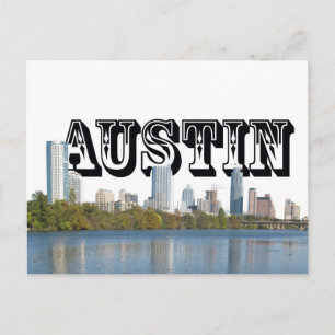 Austin Texas Skyline met Austin in Sky Briefkaart