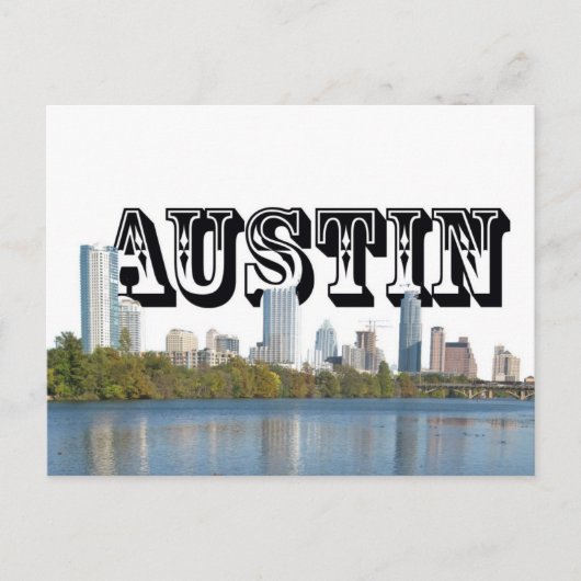 Austin Texas Skyline met Austin in Sky Briefkaart (Voorkant)