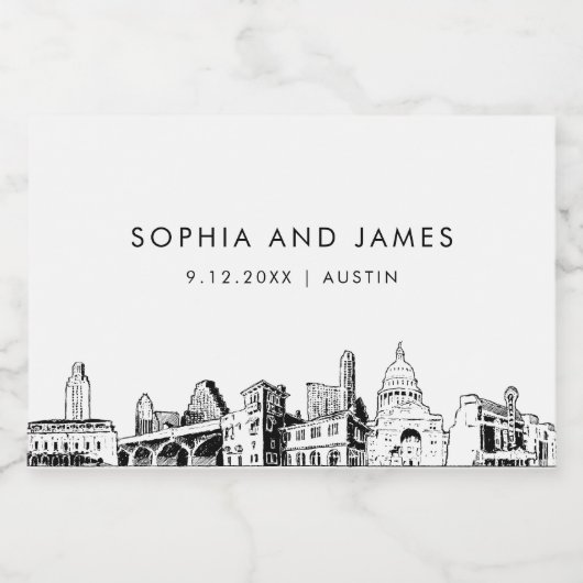 Austin Texas Skyline Mini Sparkling Wijnetiket (Enkel label)