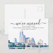 Austin Texas Skyline Moving Announcement Briefkaar Aankondigingskaart (Voorkant / Achterkant)